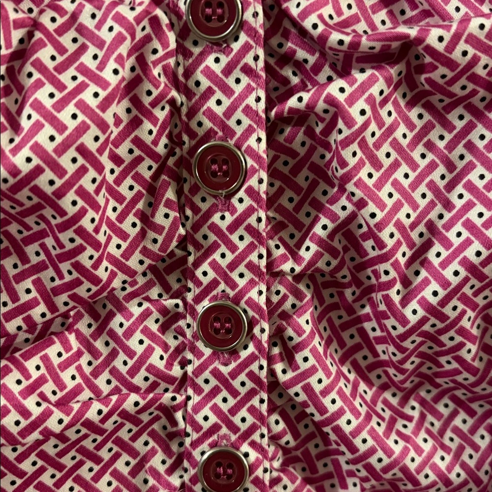 NEW YORK & Co PINK & WHITE LONG SLEEVE BUTTON UP FRONT COLLARD BLOUSE SHIRT SZ L - Picture 7 of 11